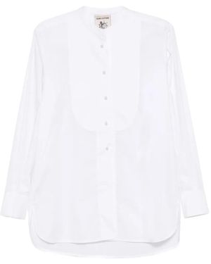 Semicouture Bib-Panel Band-Collar Shirt - White