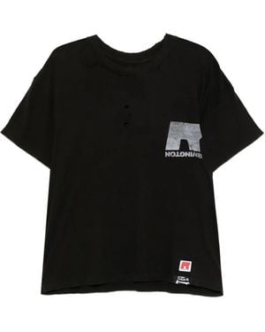 RRR123 Distressed Logo-Print T-Shirt - Black