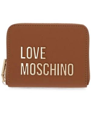 Love Moschino Logo-Plaque Zip Wallet - Brown