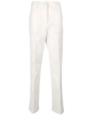 Aspesi Button-Detail Straight-Leg Pants - White