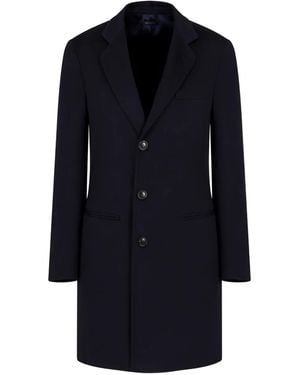Giorgio Armani Single-Breasted Cashmere Coat - Blue