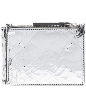 Maison Margiela Silver Metallic Cracked Leather Cardholder - Men's - Calf Leather - White
