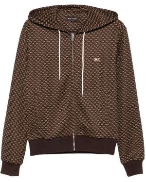 Wales Bonner Geometric-Pattern Zip-Up Hoodie - Brown