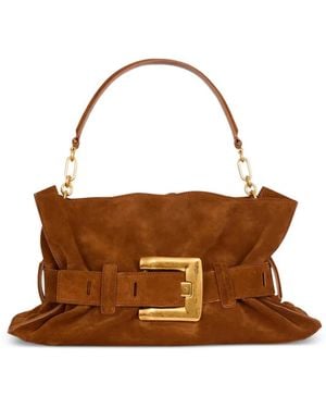 Balmain Anthem スエードショルダーバッグ M - ブラウン