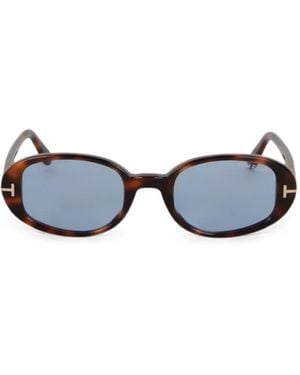 Tom Ford Occhiali Da Sole Ovali Con Effetto Tartarugato - Blu