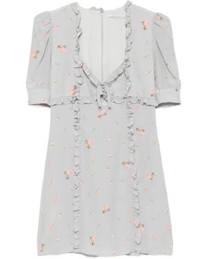 Alessandra Rich Vestido Corto Con Estampado Floral - Blanco