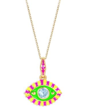 Nevernot Collar Life In Color Eye en oro amarillo de 14 ct con colgante - Blanco