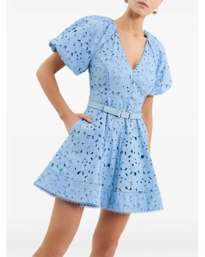 Rebecca Vallance Puff-Sleeve Mini Dress - Blue