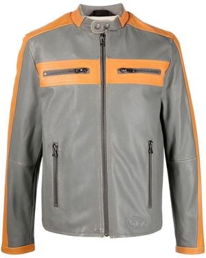 DIESEL Paneled Zip-Up Jacket - Gray