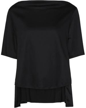 Elena Miro Boat-Neck Tiered Top - Black