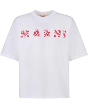Marni Floral-Logo T-Shirt - White