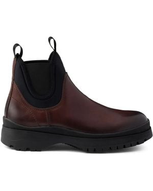Prada Botas Chelsea De Piel Con Paneles Elásticos - Negro