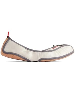 Balenciaga Bow-Detail Logo-Embroidered Ballet Flats - Natural