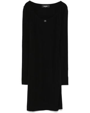 DSquared² Logo-Plaque Midi Dress - Black
