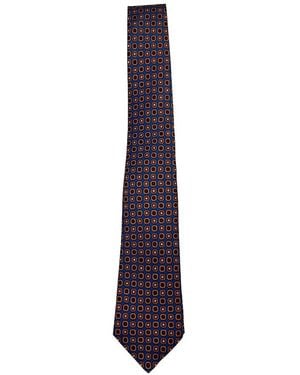 Kiton Geometric-Print Silk Tie - Purple