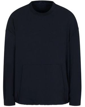 Giorgio Armani Pouch-Pocket Crew-Neck Sweatshirt - Blue