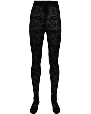 Saint Laurent Lace-Detailing Stretch-Design Tights - Black