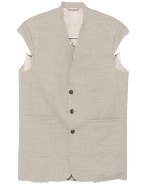 SONIA CARRASCO Sleeveless Patch-Pocket Jacket - Gray