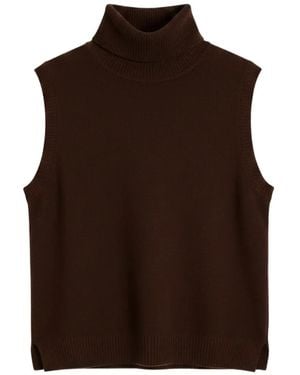 Chinti & Parker Basics Roll-Neck Knitted Sleeveless Top - Brown