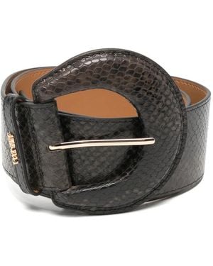 Twinset Snake-Effect Buckle-Fastening Belt - Gray