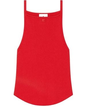 Courreges Logo-Detail Tank Top - Red