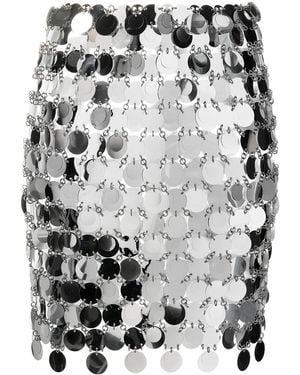 Rabanne Minigonna grigia con paillettes - Metallizzato