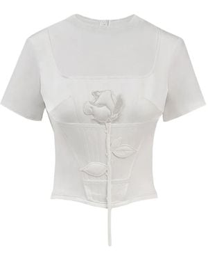 SEEN USERS T-Shirt Blooming Belle Con Ricamo - Bianco