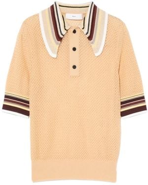 Toga Lace-Knitted Polo Top - Natural