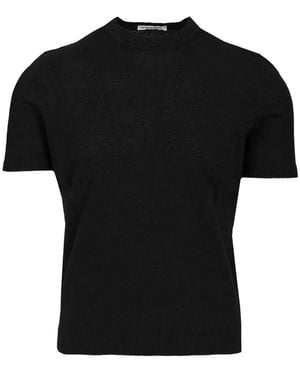 Al Duca d'Aosta Ribbed-Trim Terry-Effect T-Shirt - Black