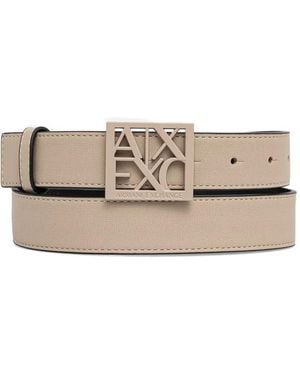 ARMANI EXCHANGE Logo-Buckle Belt - Natural