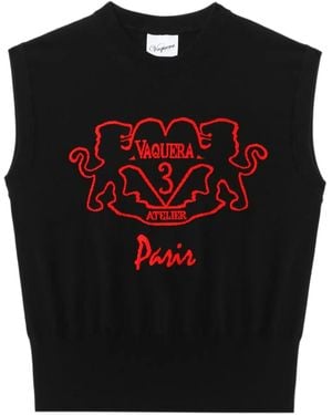 VAQUERA Top Mit Intarsien-Logo - Schwarz