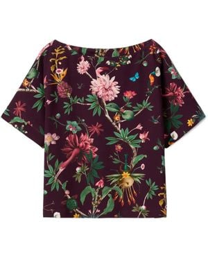 La DoubleJ Floral Short-Sleeve Blouse - Red