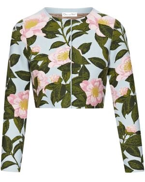 Oscar de la Renta Cardigan A Fiori Camellia - Verde