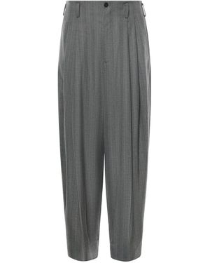 Hed Mayner Pinstripe-Pattern Pleated Trousers - Grey