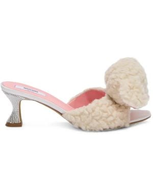 Moschino Teddy-Bear Crystal-Embellished Mules - Pink