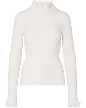 Liu Jo Wool Turtleneck With Ruffles - White