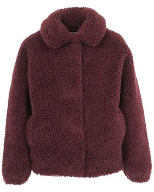 MC2 Saint Barth Logo-Patch Faux-Shearling Coat - Purple