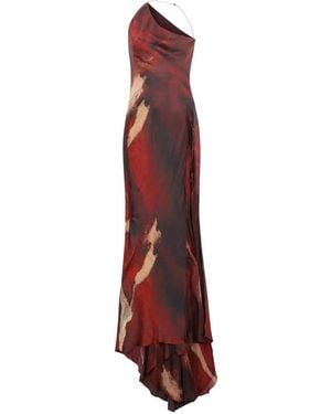 Roberto Cavalli One-Shoulder-Abendkleid Mit Schlitz - Rot