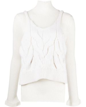 Enfold Layered Cable-Knit Top - White