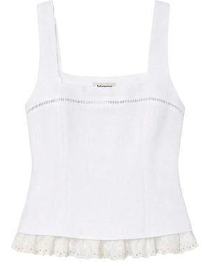 Reformation Nanette Lace-Trim Top - White