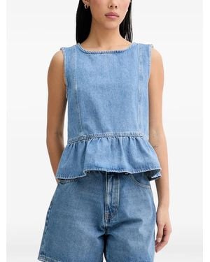 Marc O' Polo Peplum Sleeveless Blouse - Blue