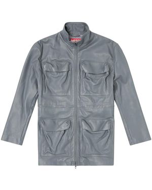 DIESEL Leather Field Jacket - Blue