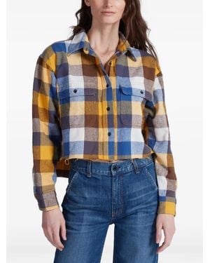 ASKK NY Plaid-Check Cropped Shirt - Blue