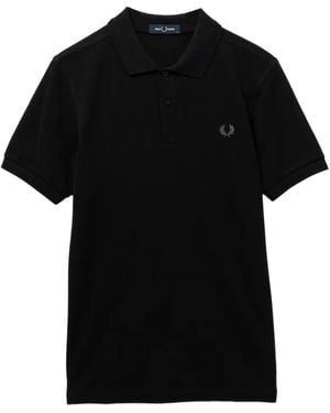 Fred Perry Logo-Embroidered Short-Sleeve Polo Shirt - Black