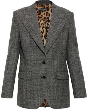 Dolce & Gabbana Single-Breasted Wool Blazer - Gray