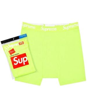 Supreme X Hanes Logo-Waistband Boxers (Set Of Two) - Green