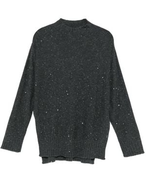 Lorena Antoniazzi Sequin-Embellished Side-Slit Jumper - Black