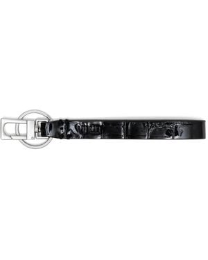 Yu Mei Crocodile-Embossed Leather Key Chain - White