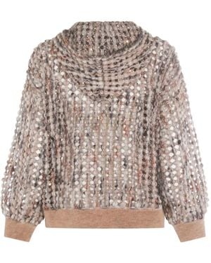 Brunello Cucinelli Open-Knit Hoodie - Multicolour