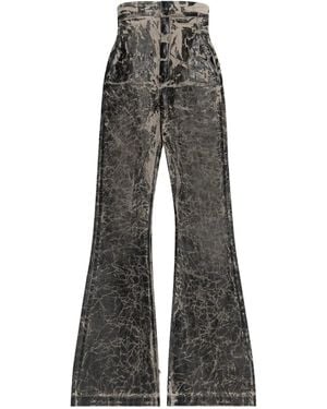 Rick Owens Crackle-Effect Flared Pants - Gray